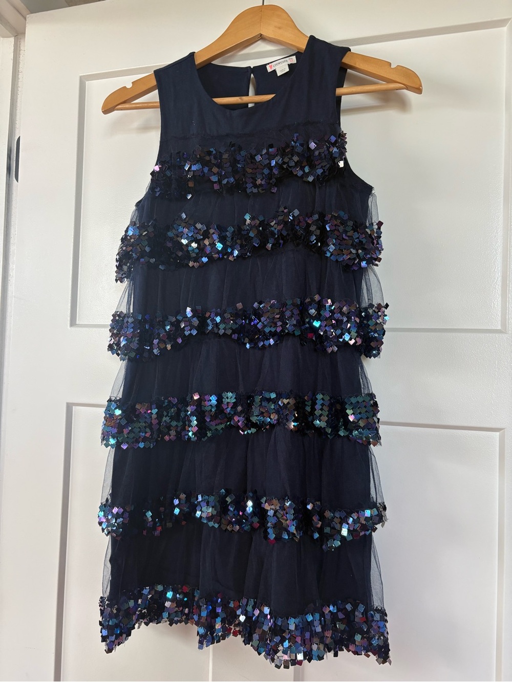 Crewcuts Navy Sequin Tiered Girls Dress
